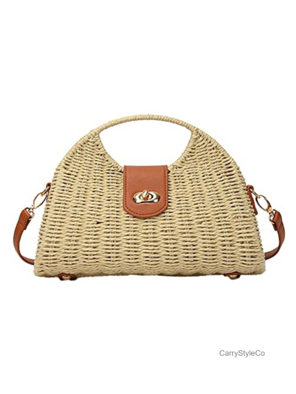 Straw Crossbody Bag Woven Rattan Purse Faux Leather Strap Beach Vacation